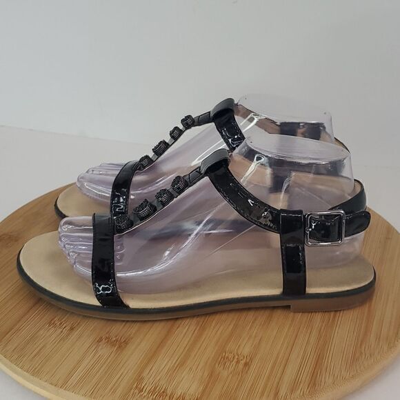 Clarks Bay Blossom Black Patent Leather Ankle Strap Sandals Size 8.5M - Picture 4 of 11